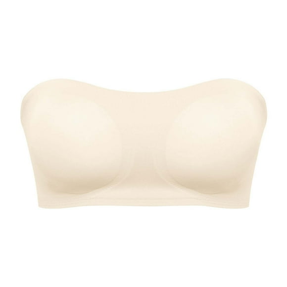 Lenpel Strapless Bras for Women Seamless No Underwire Padded Cross Back Bandeau Bras Comfortable Tube Top Bralettes