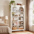 thumbnail image 4 of Finmind 71-inch Tall Bookshelf,  Farmhouse 5-Tier Bookcase with Open Shelves, Large Wood Book Shelf Display Shelving Unit for Home Office, White, 4 of 8