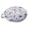 thumbnail image 1 of Outer Space Round Floor Cushion with Handle, Continuous Pattern of Colorful Planets and Celestial Bodies, Decorative Pillow for Living Room & Dorms, 18" Round, Multicolor, by Ambesonne, 1 of 4
