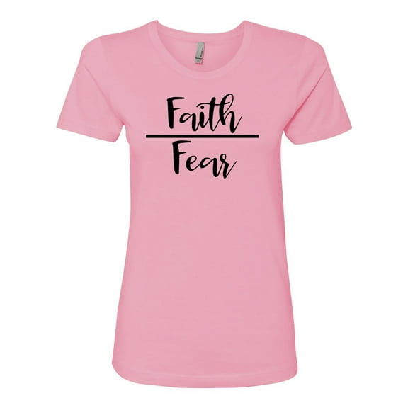 Faith Over Fear Ladies Short Sleeve T-shirt-Light Pink-small