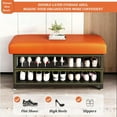thumbnail image 4 of Shoe Bench, 2-Tier Shoe Rack, Shoe Organizer Storage Bench, 31.5 Inches Entry Bench with Mesh Shelves, Shoe Shelf with Seat for Entryway, Hallway, Living Room, Easy Assembly, White, 4 of 8