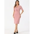 thumbnail image 4 of DARING DIVA Sheath V Neck Work Office Bodycon Midi Dresses M Grey Pink, 4 of 6