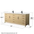 thumbnail image 4 of Wyndham Collection WCH757584DHBCCUNSMXX 84 in. Janna Double Bathroom Vanity, Cultured Marble Countertop, Under Mount Square Sinks, Trim - White Oak, Carrara & Matte Black, 4 of 5