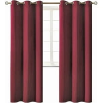 2 panels K68 burgundy color 100 % blackout thermal light blocking drapes for sliding patio window curtain top grommets noise reducing 37" wide X 63" length each panel