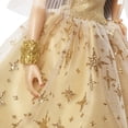 thumbnail image 3 of Barbie Signature 2023 Holiday Doll, Black Hair Wearing Golden Gown, Collectible with Doll Stand & Certificate of Authenticity, 3 of 5
