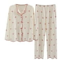 thumbnail image 2 of vigerkar Women Pajamas Set Cotton Long Sleeve Button Down Top Pants Warm Breathable Sleepwear (Pink, M), 2 of 4