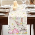 thumbnail image 3 of Happy Easter Table Runner, Spring Farmhouse Easter Bunny Eggs Floral Washable Cotton Linen Table Runners 60 Inches Long, Dresser Scarf Runner for Coffee/TV Stands/Kitchen/Cabinets 13''x60'', 3 of 9