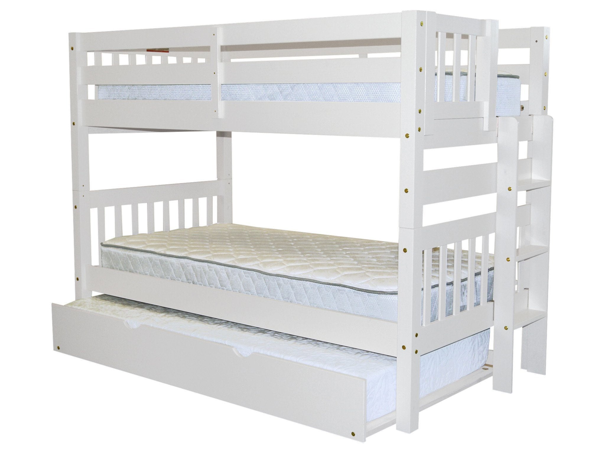 Bedz King Bunk Beds Twin Over Mission Style With End Ladder And Bedz King Bunk Beds Twin Over Mission Style With End Ladder And A Trundle White Com
