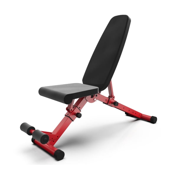 HUJHKIO Adjustable Weight Bench for Home Gym, 800 lbs Heavy Duty Folding Workout Bench, 7 Back Positions, Compact Foldable Design for Strength Training, Chest Press, Ab Exercises, Black & Red