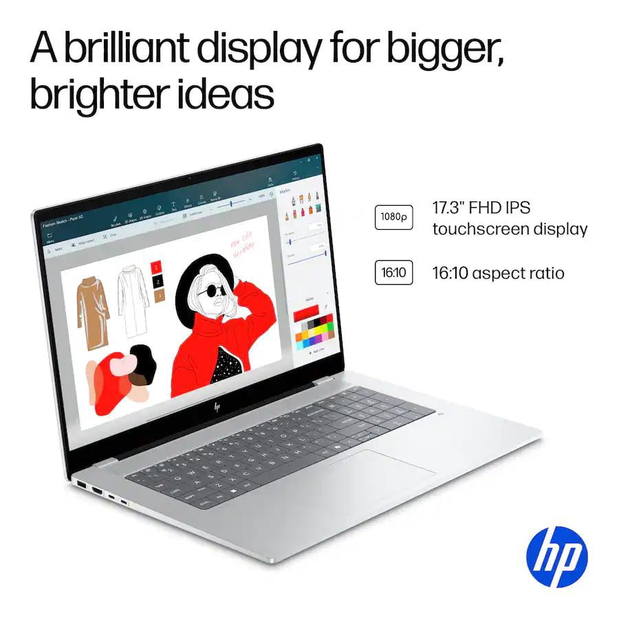 HP - OmniBook X - Copilot+ PC - 17.3" Full HD Touch-Screen Laptop - Intel Core Ultra 7 258V 2024 - 32GB Memory - 2TB SSD - Glacier Silver