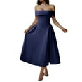 thumbnail image 2 of Women'S Off Shoulder Cocktail Long Zipper Evening Dress Deep Blue M, 2 of 8