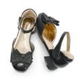 thumbnail image 3 of BURUDANI Girls’ Closed Toe Dress Shoes Low Heel Ankle Strap Bow Ballet Princess Sandals for Wedding Party, 3 of 5