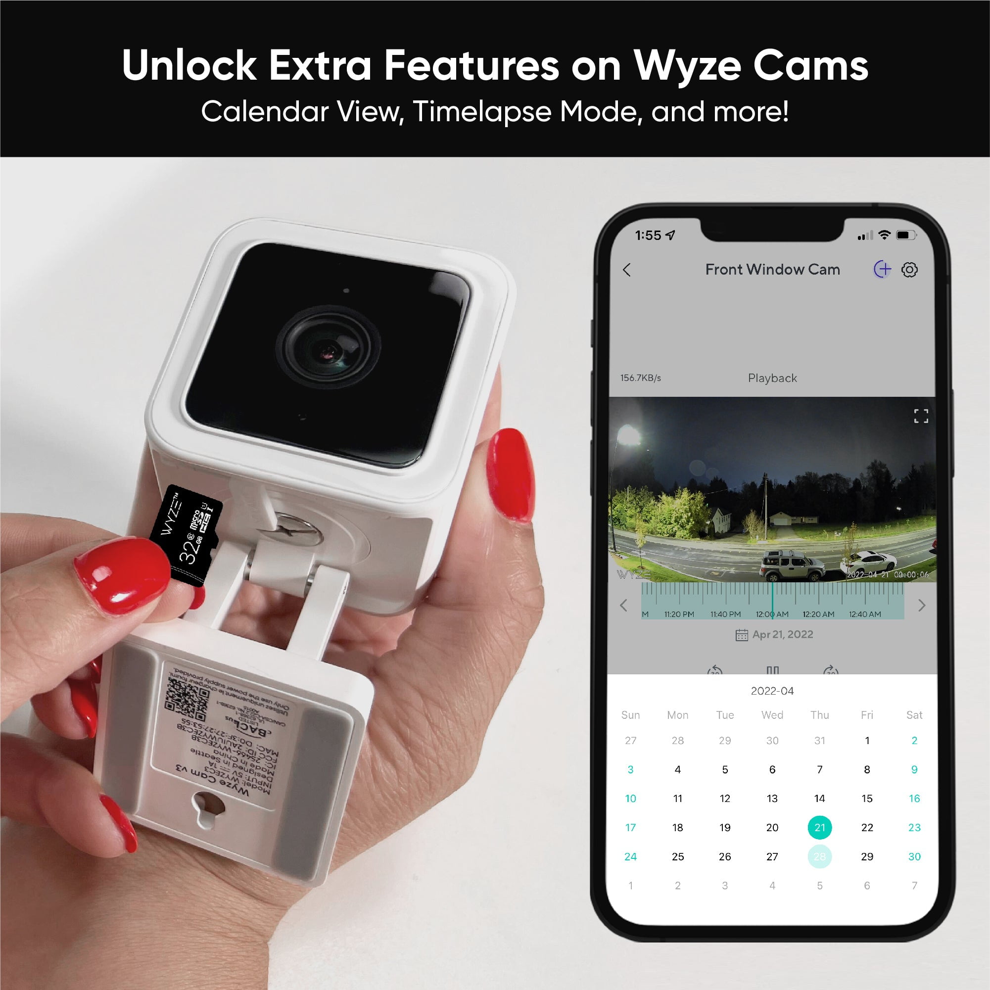 Wyze Expandable Storage 32GB MicroSDHC Card Class 10, Black