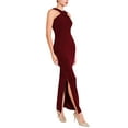 thumbnail image 4 of Vestido largo de cóctel sin mangas con cuello halter para mujer Hobemty, con abertura en el dobladillo, Bodycon, talla XL, color rojo vino, 4 of 5