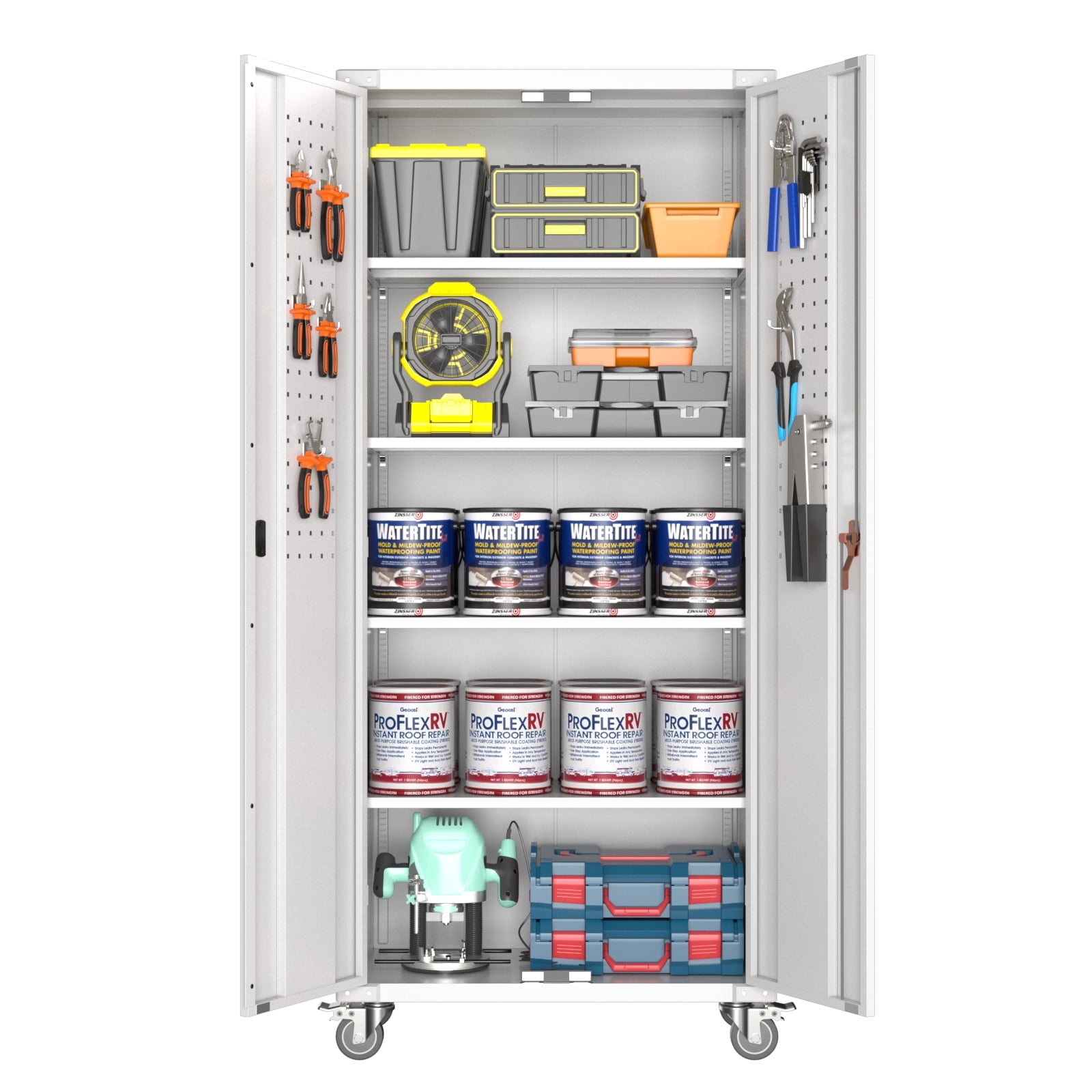 JAORD Metal Storage with Wheels,72 Inch Lockable Storage