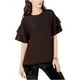 thumbnail image 2 of Michael Kors Blusa con volantes brillantes para mujer, morado, mediano Michael Kors con volantes, 2 of 2
