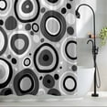 thumbnail image 2 of White Black Shower Curtain, 36" x 72", Abstract Grey Black White Circles Grey Texture Waterproof Bathroom Curtain Washable Shower Curtain Set with 12 Hooks, 2 of 8