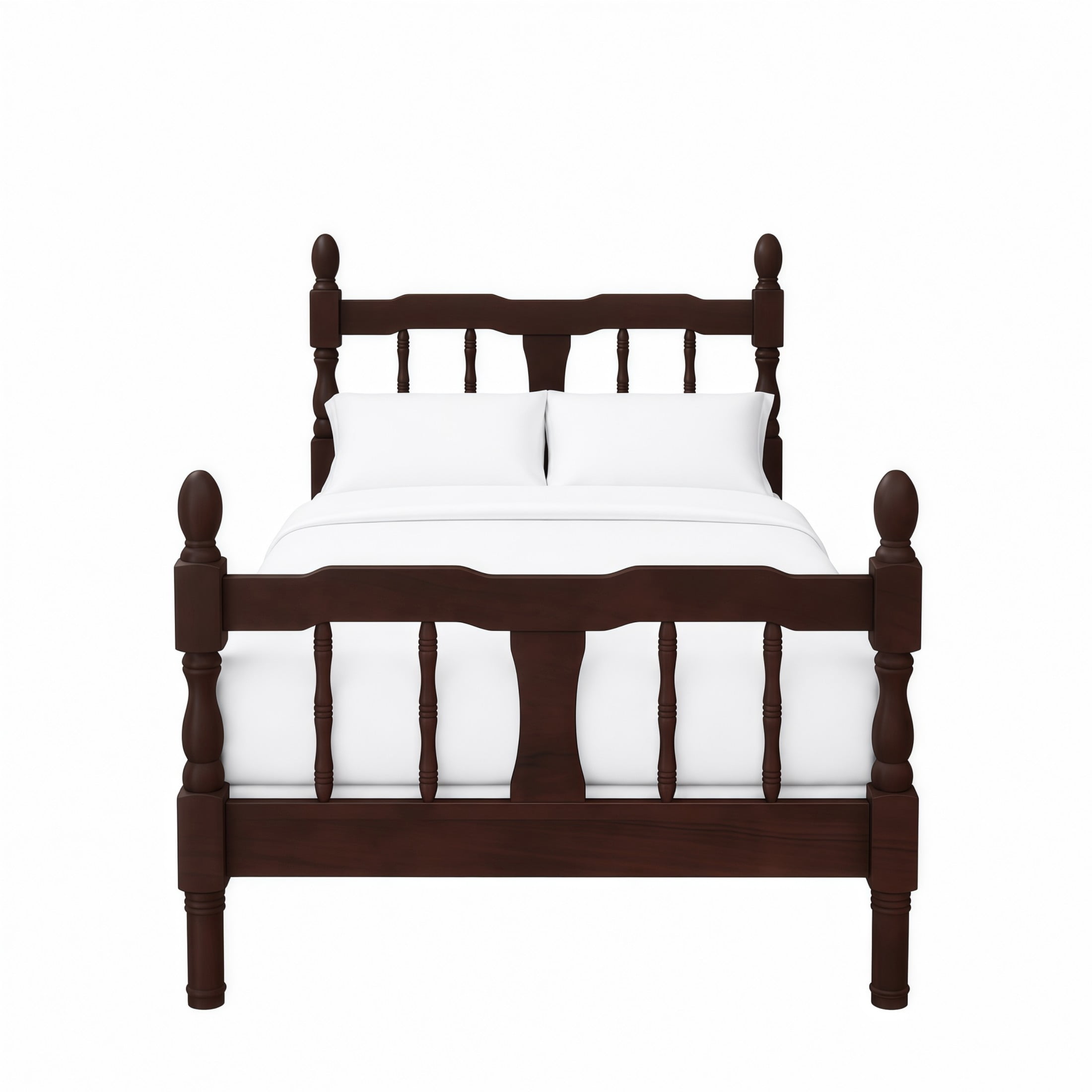 GDF Studio Betty Twin Size Wooden Platform Bed Frame with Spindle Headboard, Traditional Farmhouse Style, Dark Walnut
