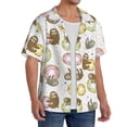 thumbnail image 2 of Rateoe Donut Sloth Pattern Men's Short Sleeve Classic Shirt, Casual Short-Sleeved Shirt, Lightweight Summer Shirt, Cuban Collar Shirt,Button-Front Shirt-3X-Large, 2 of 5