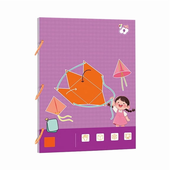 BAOPAI DIY Pull-String Geometry Learning Book for Elementary Students - Spatial Thinking Training Game with Multiple Shapes and Hidden Animals