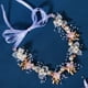 thumbnail image 2 of KAKOWELY Diadema de flores y perlas para novias, diadema de boda, tocado de novia con cinta, 2 of 5