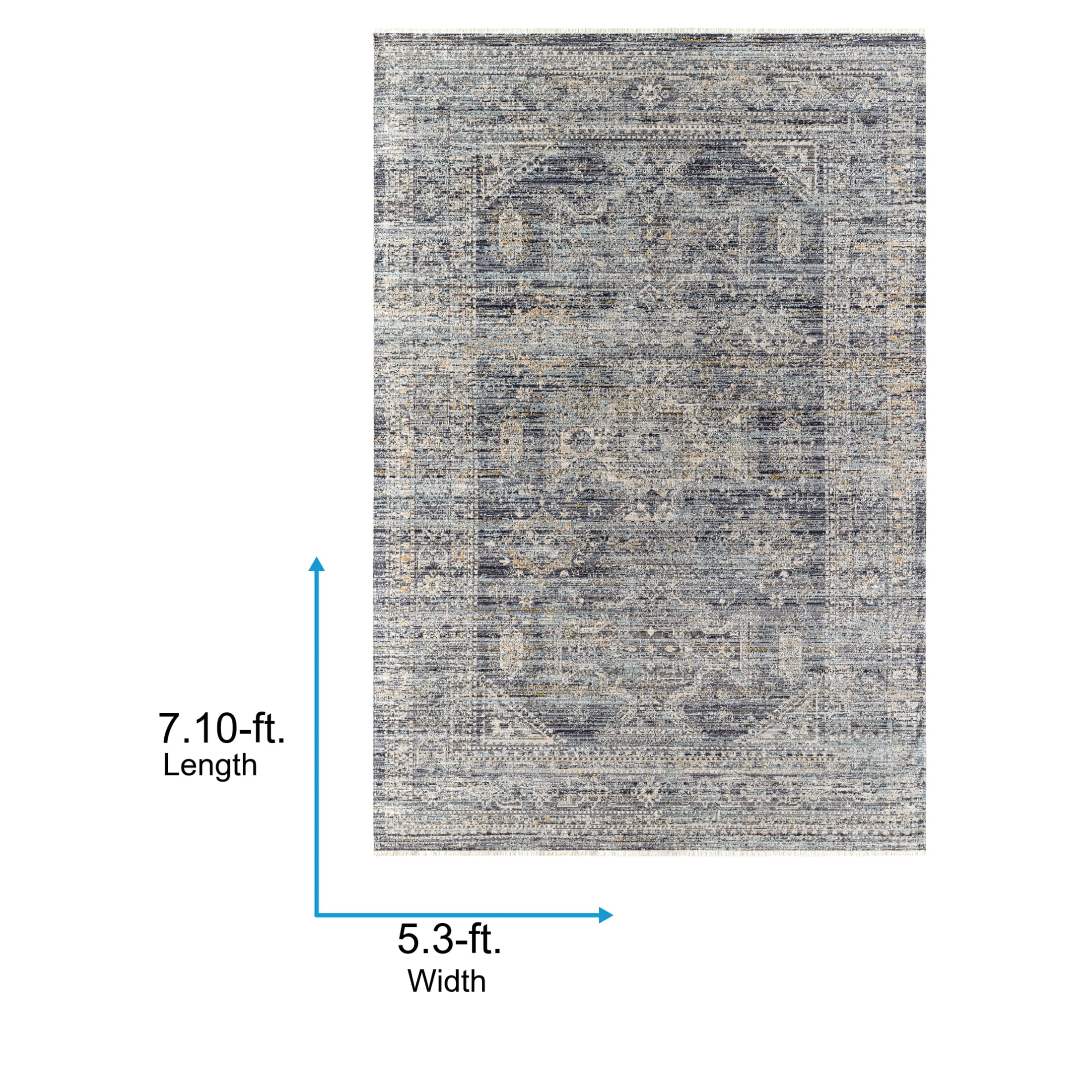 Livabliss x Becki Owens Margaret Medallion Washable Area Rug,5'3" x 7'10",Navy/Gray