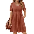 thumbnail image 4 of Fantaslook Short Sleeve Dresses for Women V Neck Summer Midi Dresses Empire Waist Tunic Casual Dress with Pockets, 4 of 8