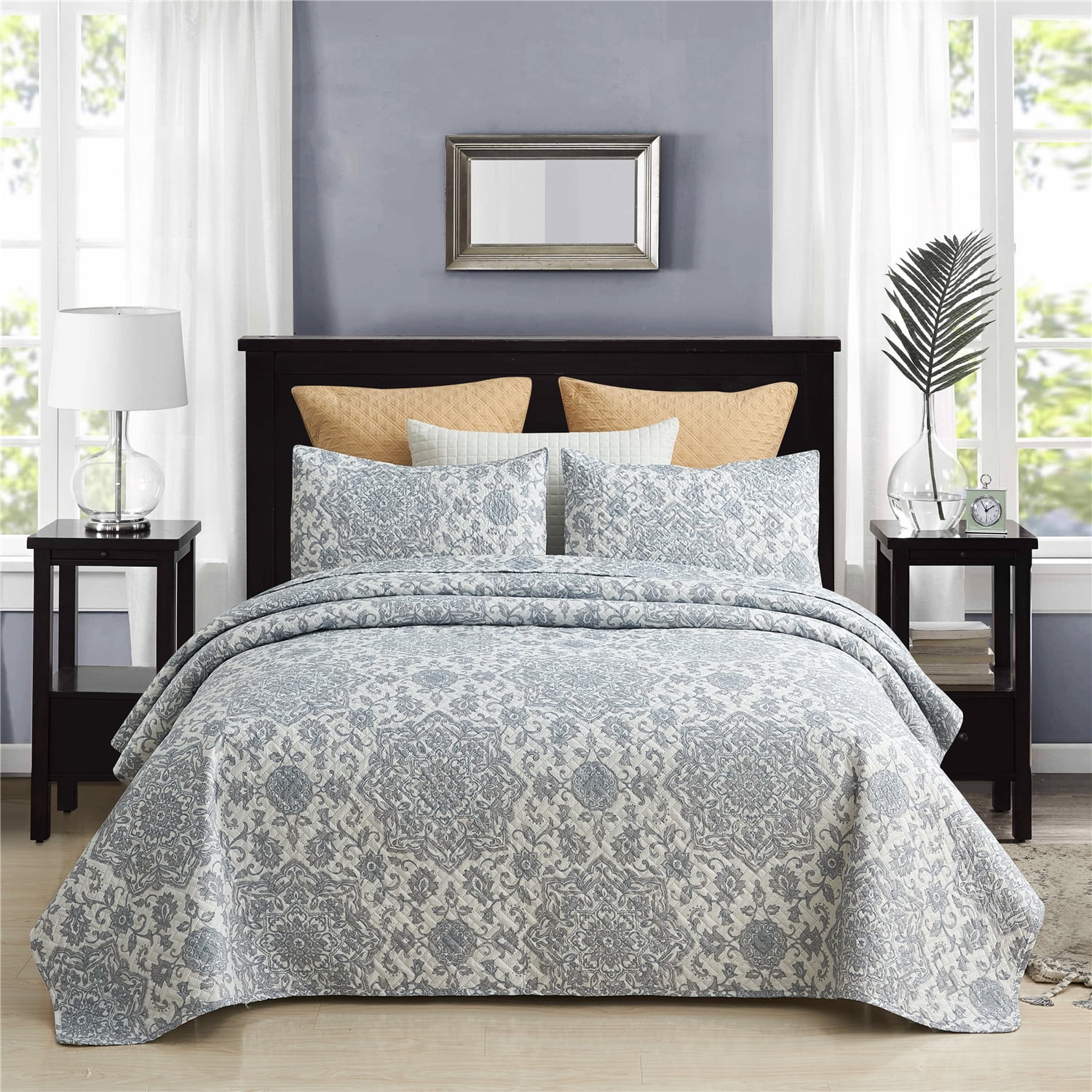 Comforter Soft Microfiber Comforter Set King/Queen Coverlets Duvet Pillow Shams 