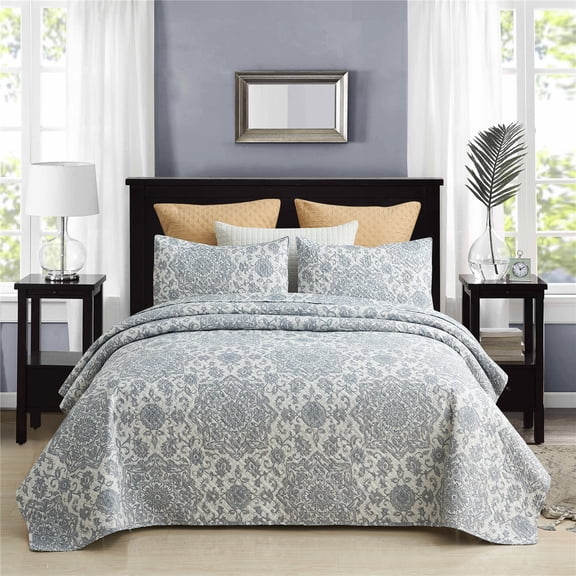 3-Piece Microfiber Quilt Set,All Season Lightweight Coverlet Bedspread,Full/Queen(88"x92")