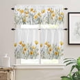 thumbnail image 2 of Watercolor Floral Kitchen Curtains and Valances Set, Rod Pocket Curtains Tier Farmhouse Window Curtains 24 Inch Length, Yellow Poppy Wild Flower Botanical 3 Piece Kitchen Curtains Set, 2 of 6