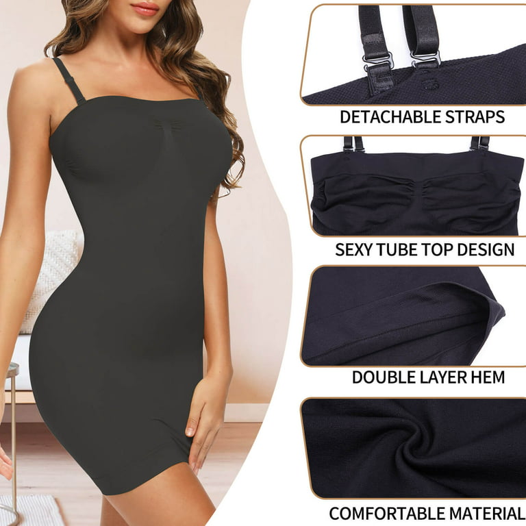 MANIFIQUE Strapless Shapewear Slip for Women Tummy Control Seamless Body  Shaper Full Slips for Under Dresses 