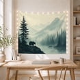 thumbnail image 5 of Bear Silhouette Overlooking Misty Mountain Lake, Serene Rustic for Nature Lovers, Atmospheric Forest Landscape Art Housewarming Gift Tapestry Wall Hanging for Bedroom and Living Room, 5 of 7