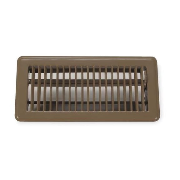 4 in x 10 in Floor Register, 45 Degree Louvered, Lay-In, One-Way, Brown, Steel(4JRR4)