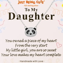 Just Being Cute Panda Necklace for Women, Hypoallergenic 925 Real Sterling Silver Pendant Necklaces Shiny CZ Birthday Mothers Day Jewelry Gifts Daughter Mom Lady Adults Ideas