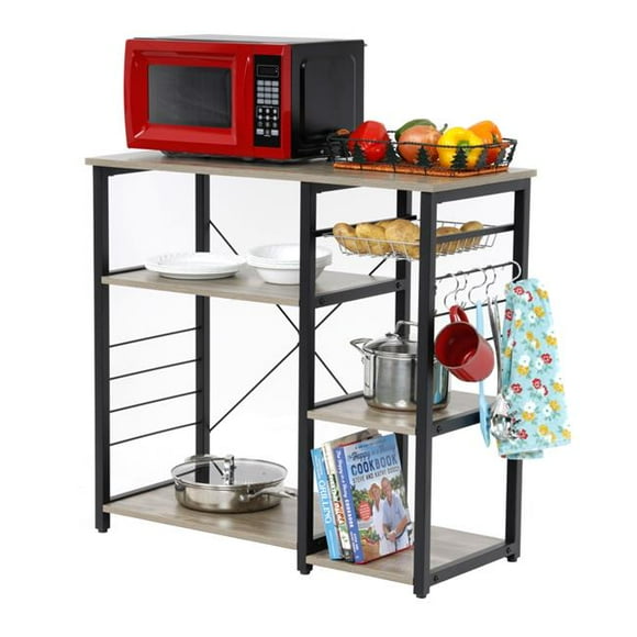 American Furniture Classics 42247 33 x 35.5 x 15.75 Po OS Meubles pour la Maison et le Bureau Îlot de Cuisine avec Panier à Légumes Coulissant, Chêne Cousu