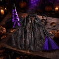 thumbnail image 5 of choiix Halloween Spider Web Cape Costume Set with Witch Hat and Broomstick Witch Outfit for Party Cosplay Dress for Performance, 5 of 6