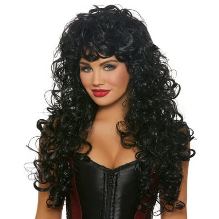 Dreamgirl Women's Long Curly Black Wig