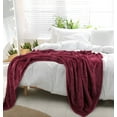 thumbnail image 4 of PiccoCasa Luxury Fleece Bed Blanket Woven Mesh Burgundy 66"x90", 4 of 8