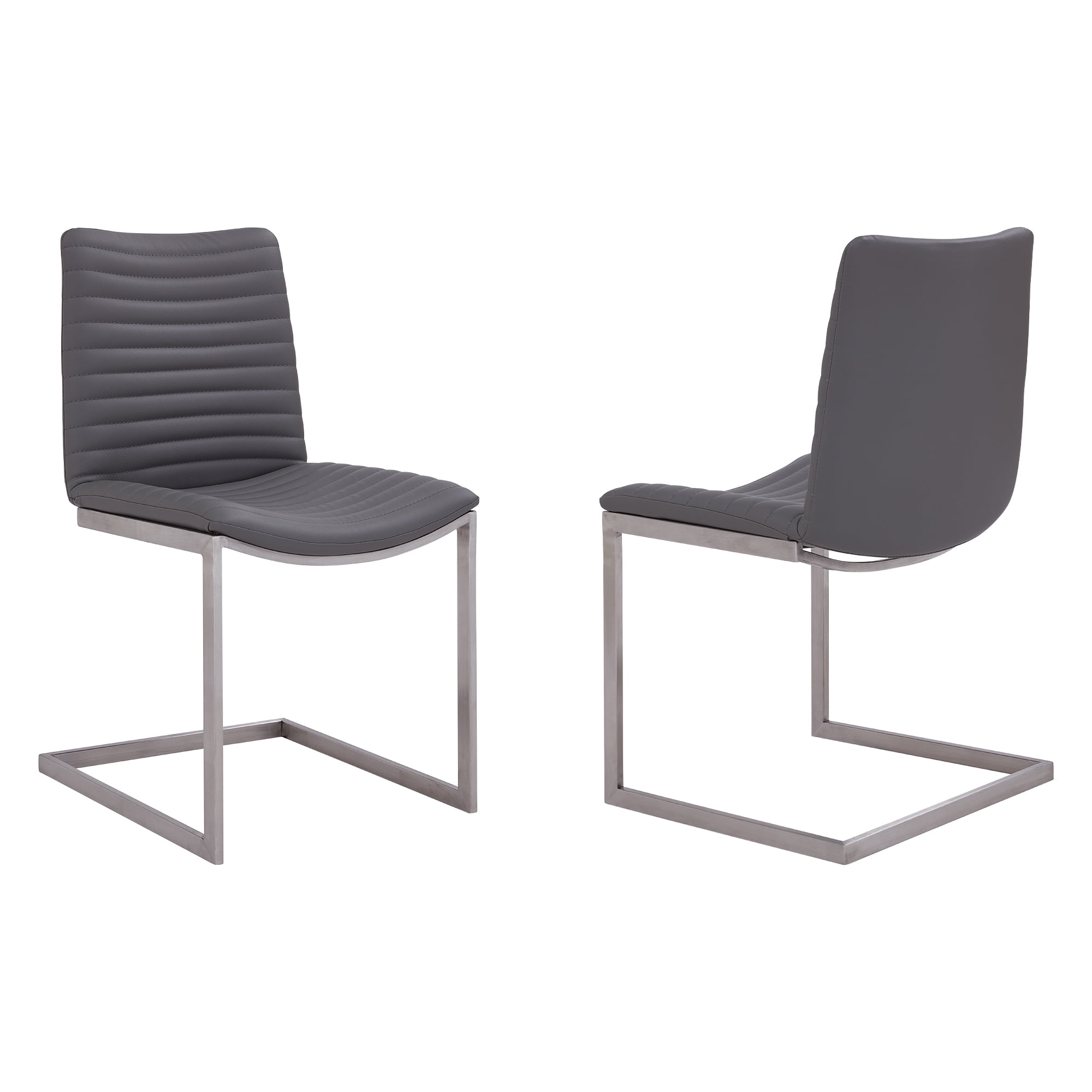 April Contemporary Dining Chair in Brushed Stainless Steel Finish and