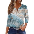 thumbnail image 2 of Fiudx Tops para Mujer Blusa de Manga 3/4 Corta Estampada a La Moda para Mujer, Blusa Informal con Cuello Redondo, 2 of 5