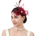 thumbnail image 6 of Elegant Feathered Fascinator Hat Flower Veil Hat for Bridal Shower Photography, 6 of 9