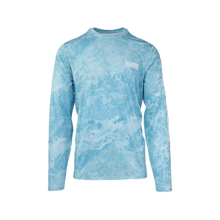 MidwayUSA Men s Ambush Fishing Long Sleeve Crew Neck T Shirt Realtree WAV3 Light Blue XL Tall