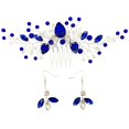 thumbnail image 1 of Juego de peineta y aretes de cristal para novia, accesorios elegantes para el cabello de boda para mujer, fotografía de fiesta de graduación (azul real), 1 of 5