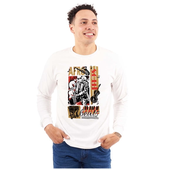 Black Afro Soul Beats Instruments Long Sleeve TShirt Men Women Brisco Brands S