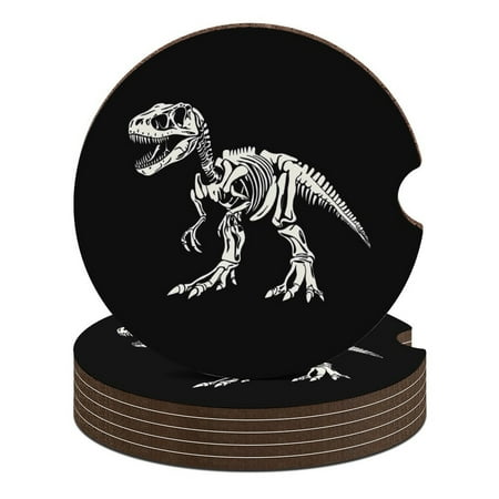 

Tyrannosaurus Rex Skeleton Car Coasters for Drinks with A Finger Notch for Easy Removal Cup Holder Coaster Cute Car Interior Accessories 6PCS