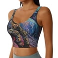 thumbnail image 2 of Daiia Rainbow Astronaut Space Landscape Printed Women's Sports Bra, Breathable Activewear Bra with U-Back Design and Removable Pads, Comfortable and Supportive for Yoga, Workout-Small, 2 of 8
