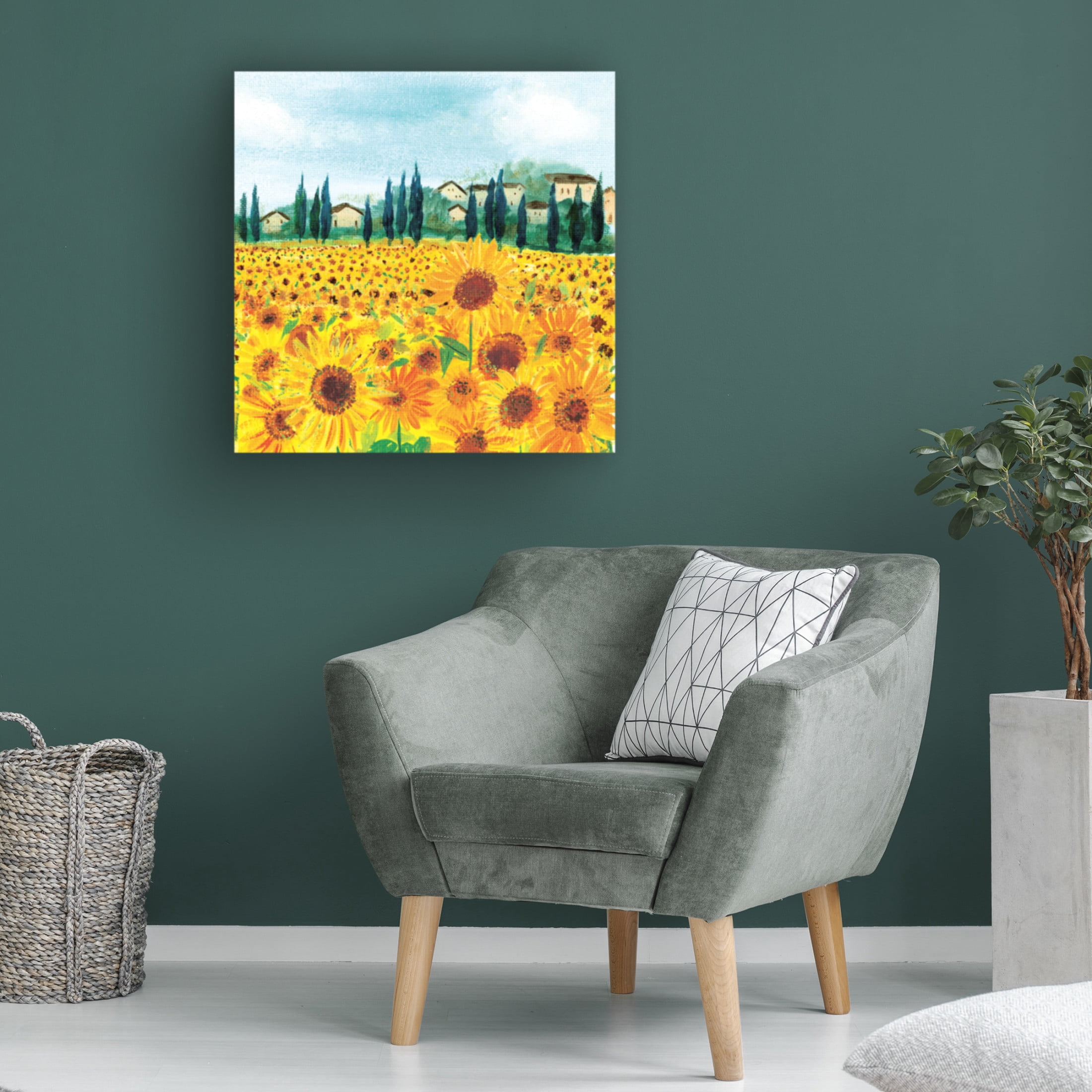 Canvas Wall Art - Paper Dove Co Ltd 'Sunflowers in Provence' Wall Art for Living Room, Bedroom, or Office Décor by Trademark Fine Art - 14 x 14 Inches