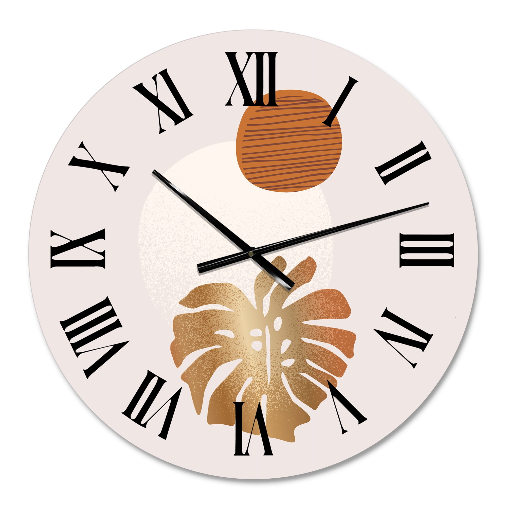Designart 'Tropical Palm Leaf & Abstract Geometry Shapes Ii' Modern Wall Clock