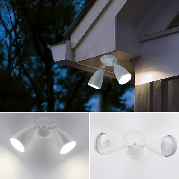 4 Pack Outdoor Flood Light Fixtures With Dual Adjustable Heads,1500lm Exterior Spotlights,Dual Control-Switch/ Dusk-to-Dawn,IP54 Waterproof,4000K Security Lights(10W PAR38 LED Bulbs Included)