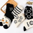 thumbnail image 2 of Calcetines de mujer lindos de estilo japonés, calcetines de moda de longitud media, primavera y verano, finos, absorbentes del sudor, desodorantes, calcetines transpirables con carita sonriente para, 2 of 6